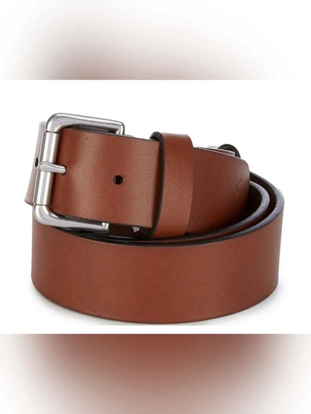 Polo by Ralph Lauren Tan Leather Belt Silvertone Solid Brass Buckle Size 34
